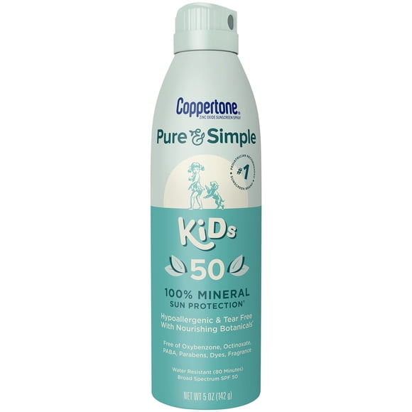 Protector solar en aerosol Coppertone Pure and Simple Kids, SPF 50, 150 ml