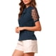 thumbnail image 4 of INSPIRE CHIC Blusa de Mujer para Regreso a Clases con Lazo en el Cuello, Cuello en V, Cuello Alto, Manga Corta de Malla, Talla 2XL, Azul Marino, 4 of 7