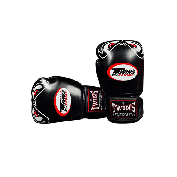 Guantes de Boxeo Muay Thai Twins Special Bad Eyes Black 100% Cuero Genuino hecho en tailandia