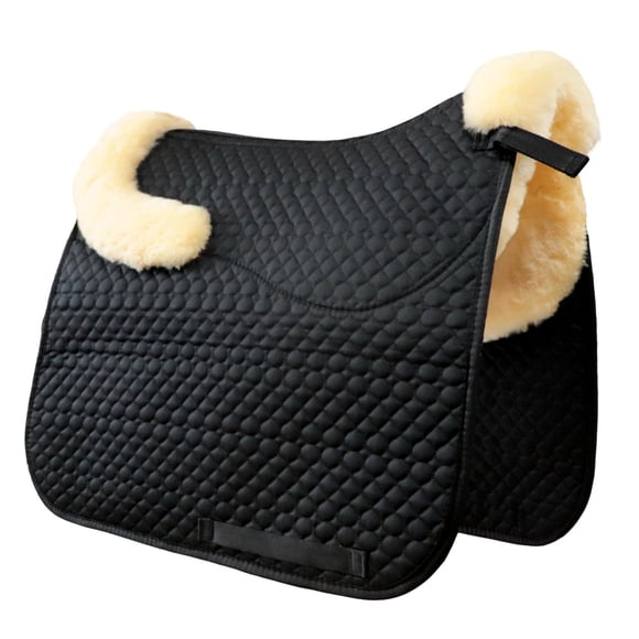 Cojín de Silla de Piel de Oveja Woolous para Doma Negro Beige 1,6 kg