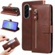 thumbnail image 1 of Funda tipo cartera para Samsung Galaxy A37 con bolsillo con cremallera y ranuras para tarjetas – Función de soporte Marrón, 1 of 5