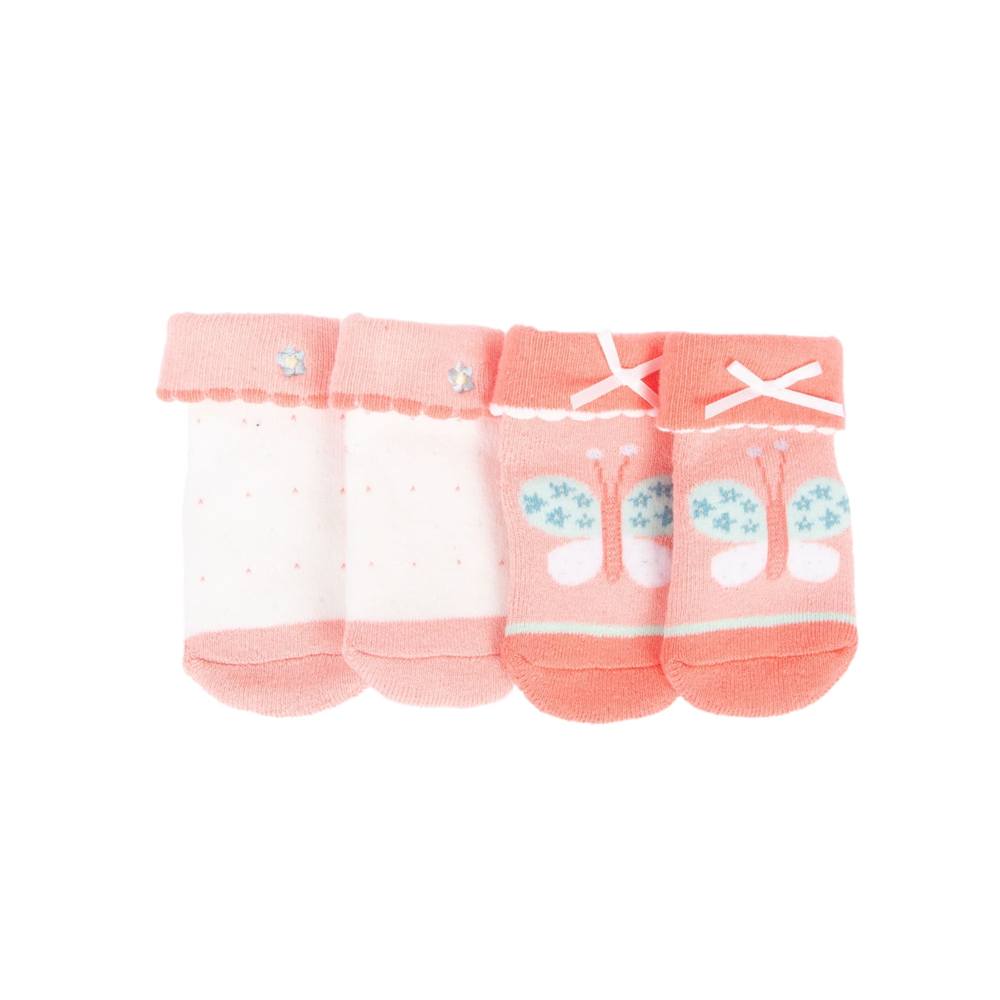 Pillin - Pack 2 Calcetines Recién Nacido Niña Toalla Mariposa Surtido