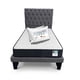 thumbnail image 1 of Cama Plaza y Media con Colchon + Pack de Almohadas Tapizado en Lino Gris Oscuro, 1 of 5