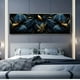 thumbnail image 2 of 1pc Frameless Luxurious Golden Wall Art, Black Background, Dark Floral Canvas Paintings, Flower Pictures For Living Room Decor, No Frame, 2 of 2