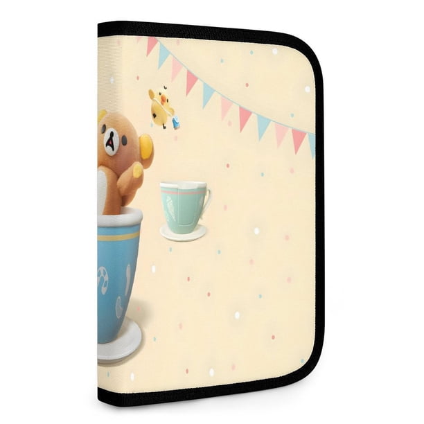Las Aventuras de Rilakkuma en el Parque Temático Bolsa de Almacenamiento Plegable Portátil con Compartimentos, Organizador de Herramientas Multi-Bolsillo, Uso Dual Viaje y Hogar 26.5*17.8cm
