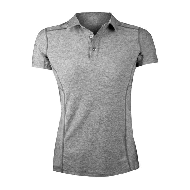 Polera Dry Fit Con Cuello Manga Corta Jaspeada Mujer