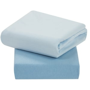 Clevamama - Pack 2 Sábanas Bajeras Algodón 60X120X12 Cm Celeste