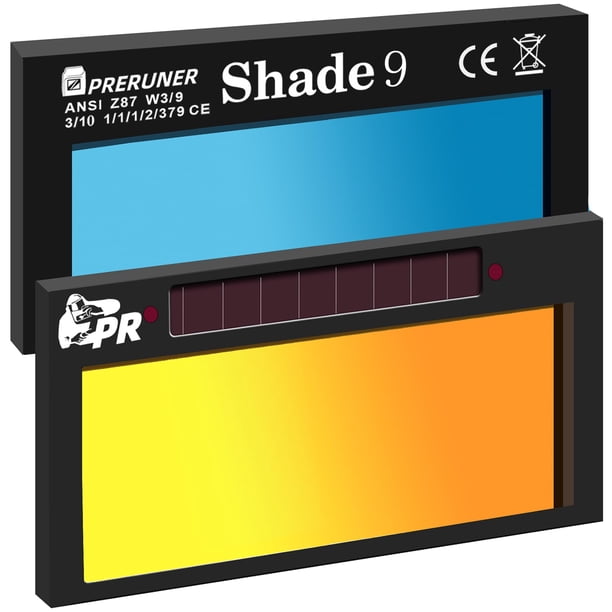 Lente de soldadura Preruner Gold Shade 9, oscurecimiento automático de 2 x 4,25 pulgadas