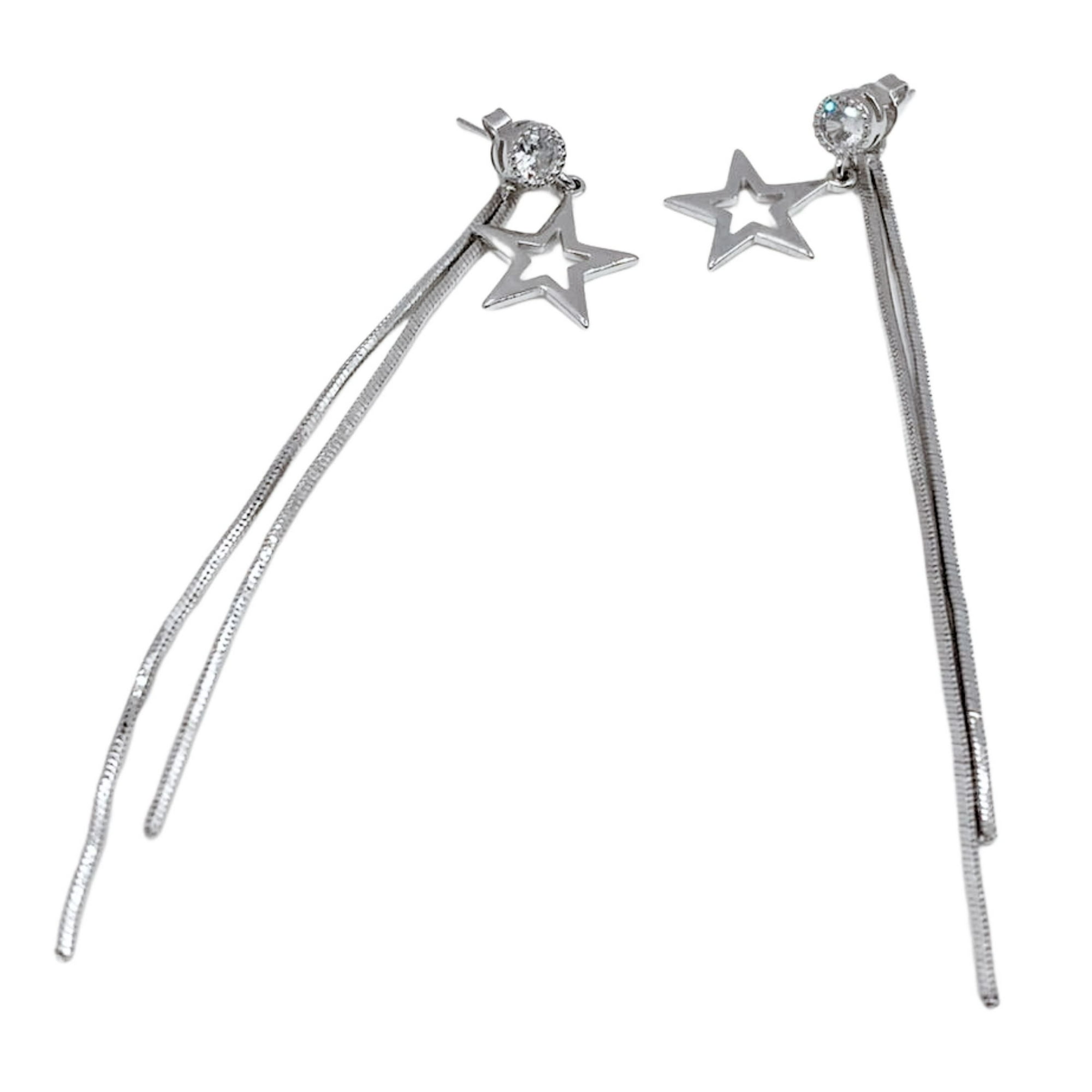 Nordvik London - Aros Colgantes Estrellas Fugaces, 2 En 1, Circonita Y Plata 925