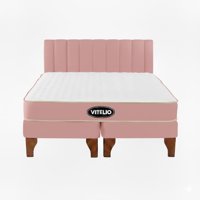 Vitelio - Cama 2 Plazas Modular Europea Palo Rosa + Colchón Ortopédic