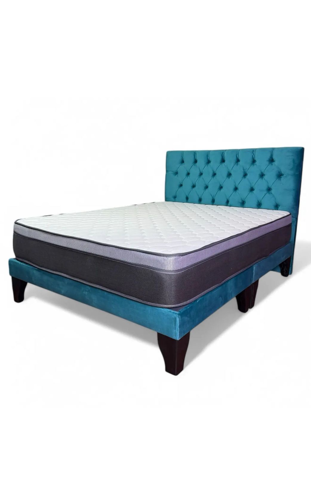 Vitelio - Cama King Plazas (Color) Europea Incluye Base+Respaldo+Colchon