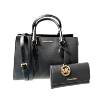 Cartera Michael Kors M Satchel + Billetera Negra
