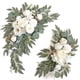 thumbnail image 1 of Falso arco flor Swag Set de 2 para boda Señales de bienvenida Swag floral boda recepción ceremonia signos decoración (blanco), 1 of 3