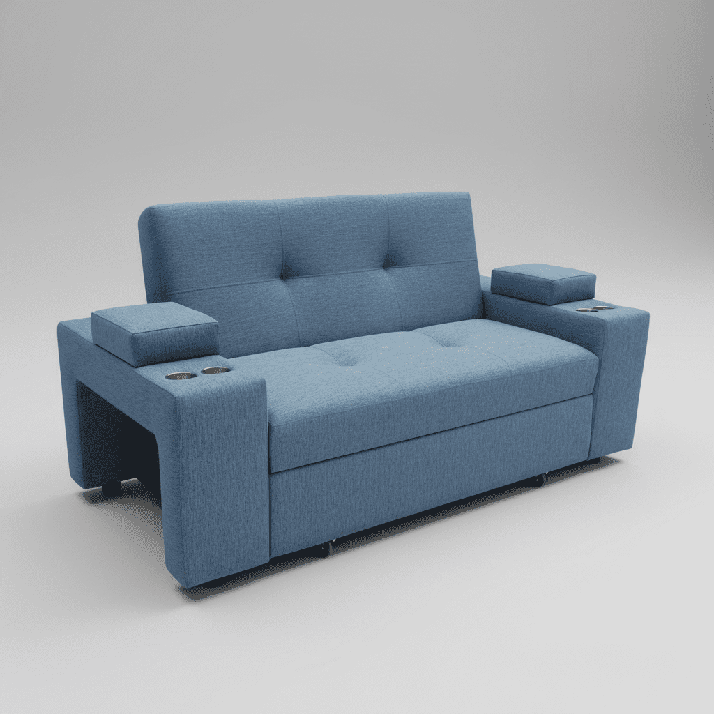 Camila Home - Sofá Cama Elite Azul Índigo 2 Plazas 185 Cm Reclinable Con Baúles