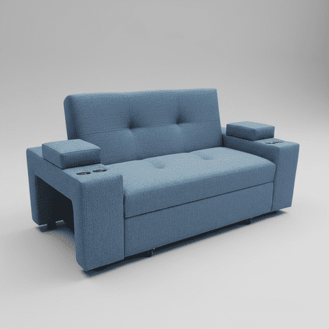 Camila Home - Sofá Cama Elite Azul Índigo 2 Plazas 185 Cm Reclinable Con Baúles