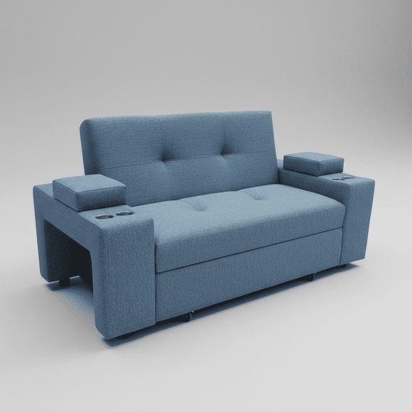Sofá Cama Elite Azul Índigo 2 Plazas 185 cm Reclinable con Baúles