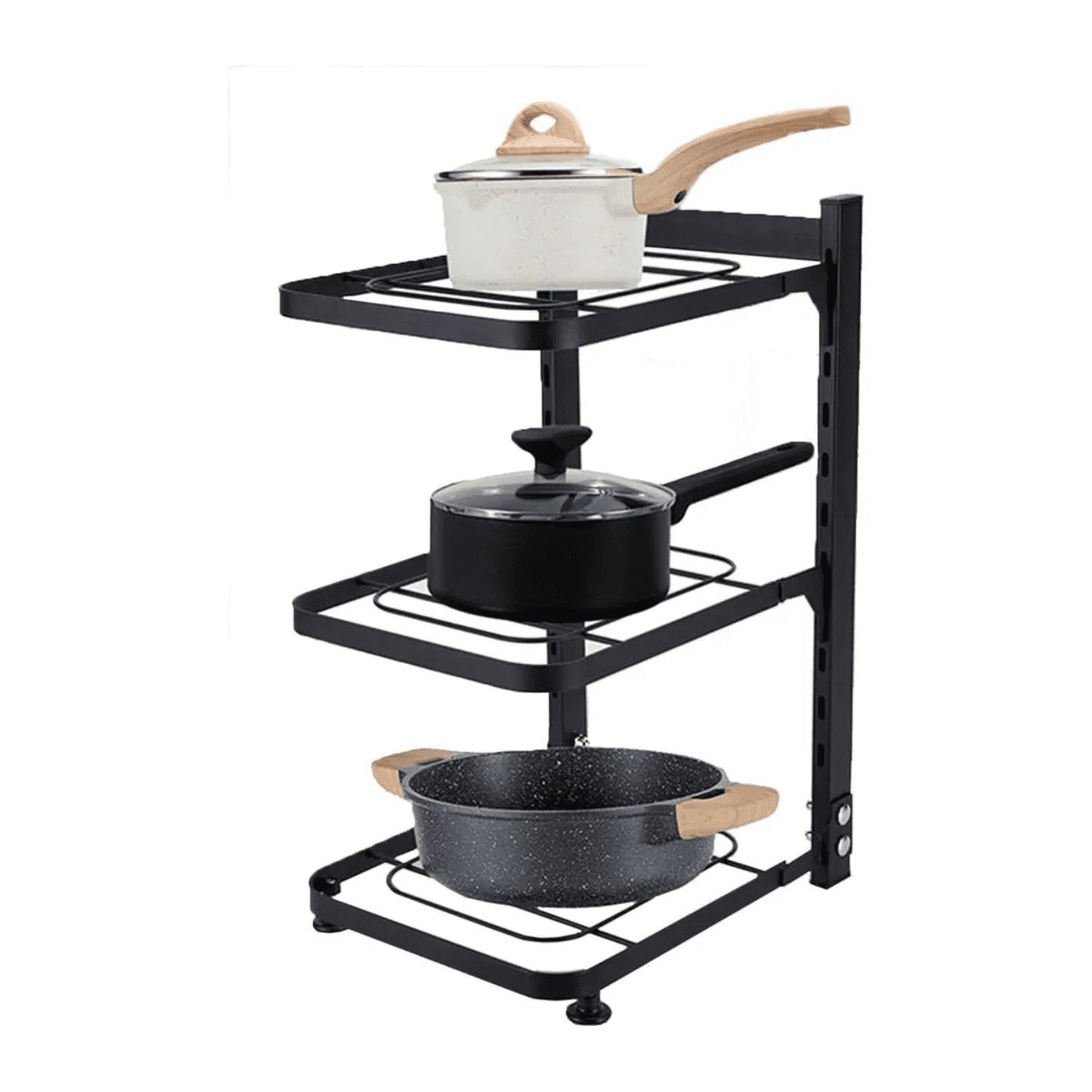 Genérico - Organizador Modular Estante 3 Niveles Ollas Sartenes Cocina Negro