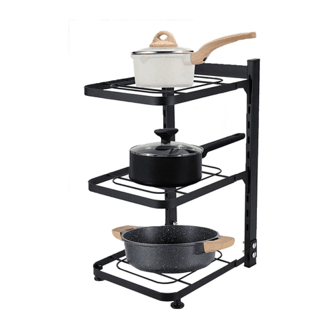 Genérico - Organizador Modular Estante 3 Niveles Ollas Sartenes Cocina Negro