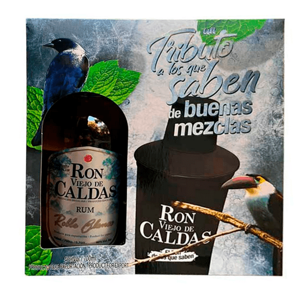 Pack Ron Viejo De Caldas Roble Blanco 40° 700cc + Coctelera