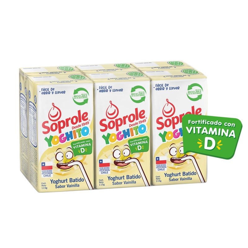 Yoghurt Batido Sabor Vainilla Pack 6 Caja 690 gr Soprole