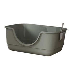 Ioensy - Cama Para Gatos Con Arena Abierta, Caja De Arena Para Gatos, Resistente A Salpicaduras, Gran Capacidad, Entrada Baja, Color Gris