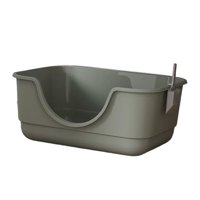Ioensy - Cama Para Gatos Con Arena Abierta, Caja De Arena Para Gatos, Resistente A Salpicaduras, Gran Capacidad, Entrada Baja, Color Gris