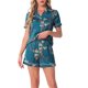thumbnail image 1 of INSPIRE CHIC Conjunto de pijama de mujer con estampado de manga corta, suave, con botones y cuello con muesca, conjunto de pantalones cortos para dormir para primavera y verano, grande, azul brillante, 1 of 6