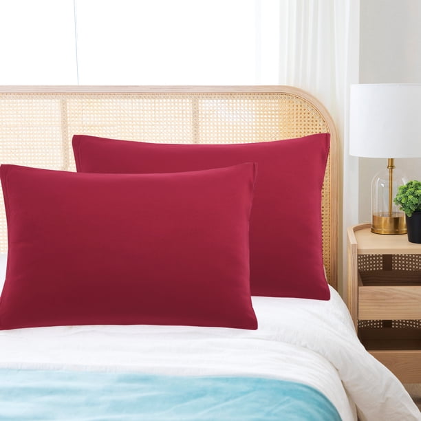 REGALWOVEN 1800 Funda de Almohada Transpirable de Microfibra con Cremallera Juego de 2, No Estándar Vino 14"x20"