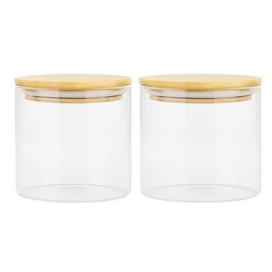Disparo - Set 2 Frascos Tarro Hermetico 200Ml Vidrio 8Cm Tapa De Bambú
