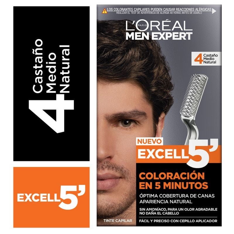 Coloración Cabello Excell 5 Tono 4 Castaño Medio Natural 70 Ml 1 Un L'oréal Men Expert