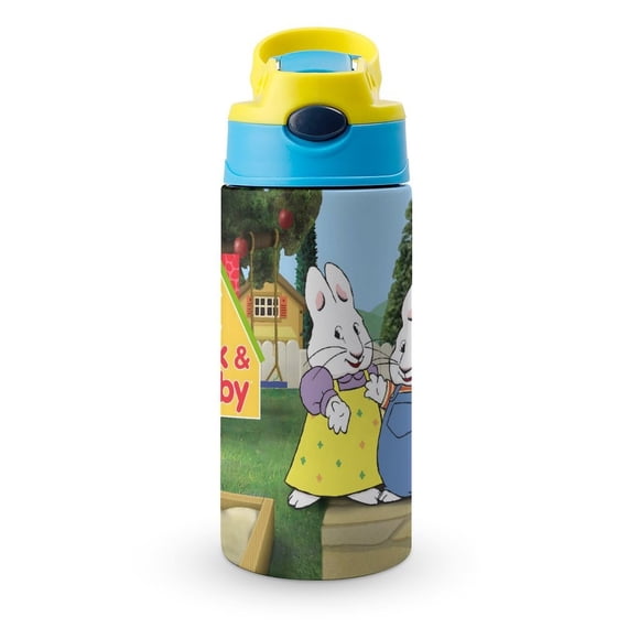 Max y Ruby Botella de Agua con Tapa Pop Top de Un Toque, Acero Inoxidable, a Prueba de Fugas, para Deportes, Botella Infantil azul 12 oz