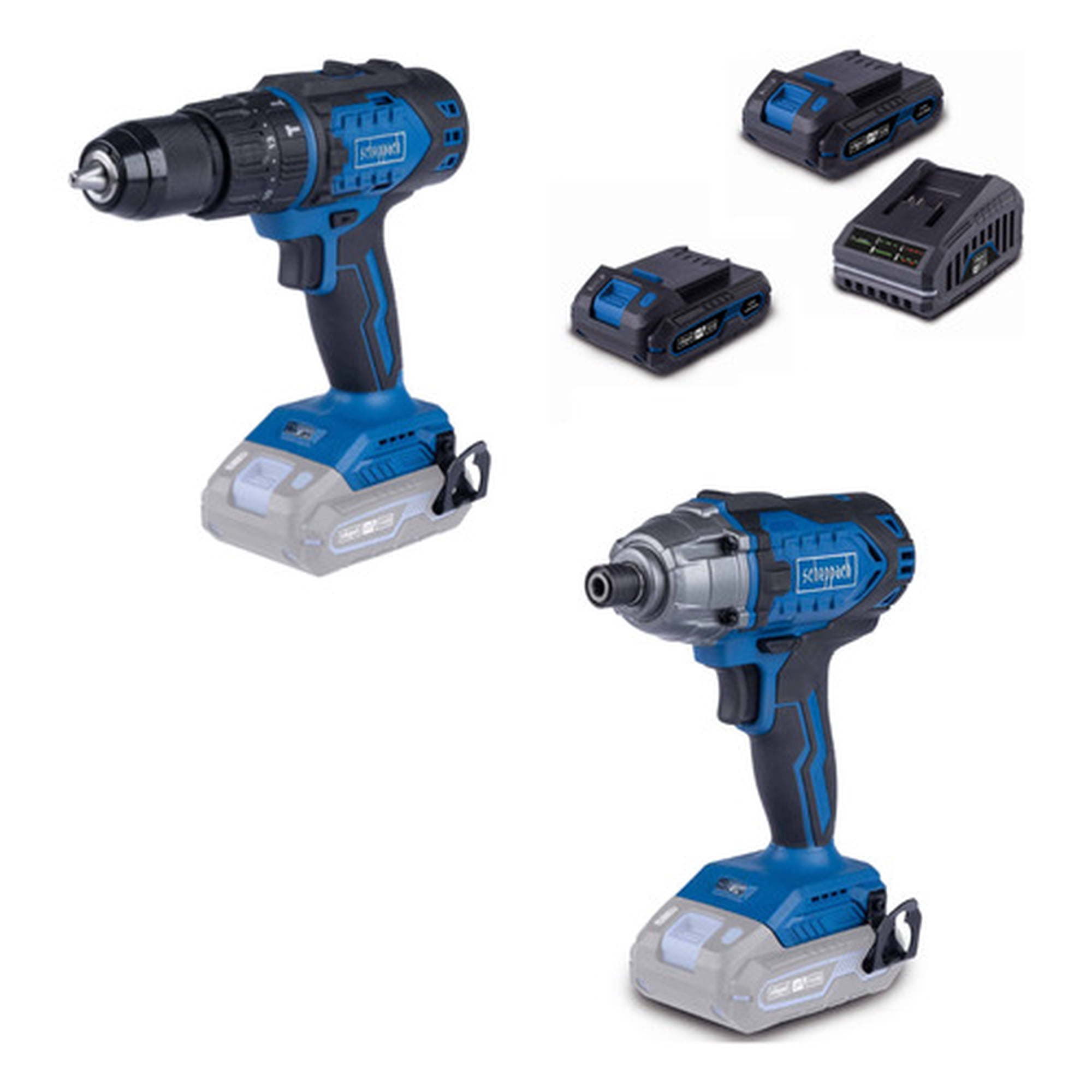 Pack Pro Taladro Percutor Y Atornillador 20v 2x2ah - Scheppach