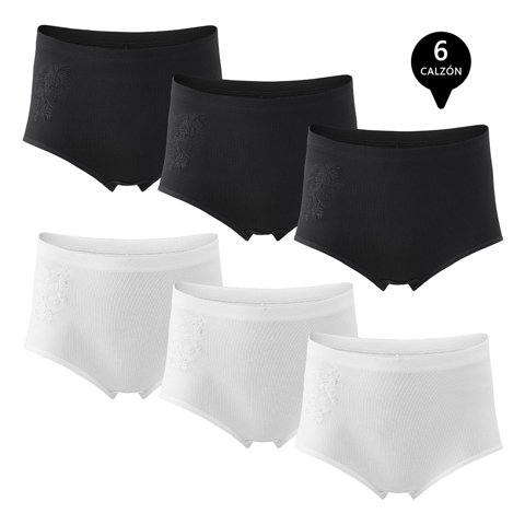 Giovacchino - Pack De 6 Calzones Tiro Alto Algodón Mujer