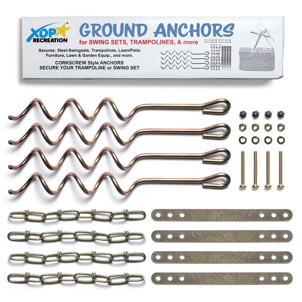 Juego De Columpios Ground Anchor Kit Xdp Recreation 70113, Cama Elástica Y Muebles De Patio