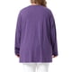 thumbnail image 5 of Agnes Orinda Blusa de Talla Grande para Mujer, Estilo Escolar Universitario, Cuello Redondo, Manga Larga, Plisada, Henley con Botones Decorativos y Bolsillos 1X Púrpura, 5 of 8