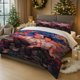 thumbnail image 1 of 3pcs Summer Starry Sky Double Friends Digital Print Bedding Set 100% Polyester Light Beige-Friendly Fabric, 1 of 1
