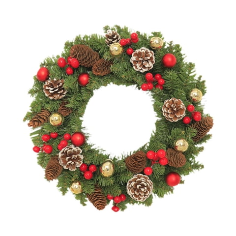Magideal - Corona Navideña Decoración Navideña Con Adornos De Bolas Decoración Navideña Corona Navideña Corona Para Puerta De Entrada Para Oficina Boda Chimenea