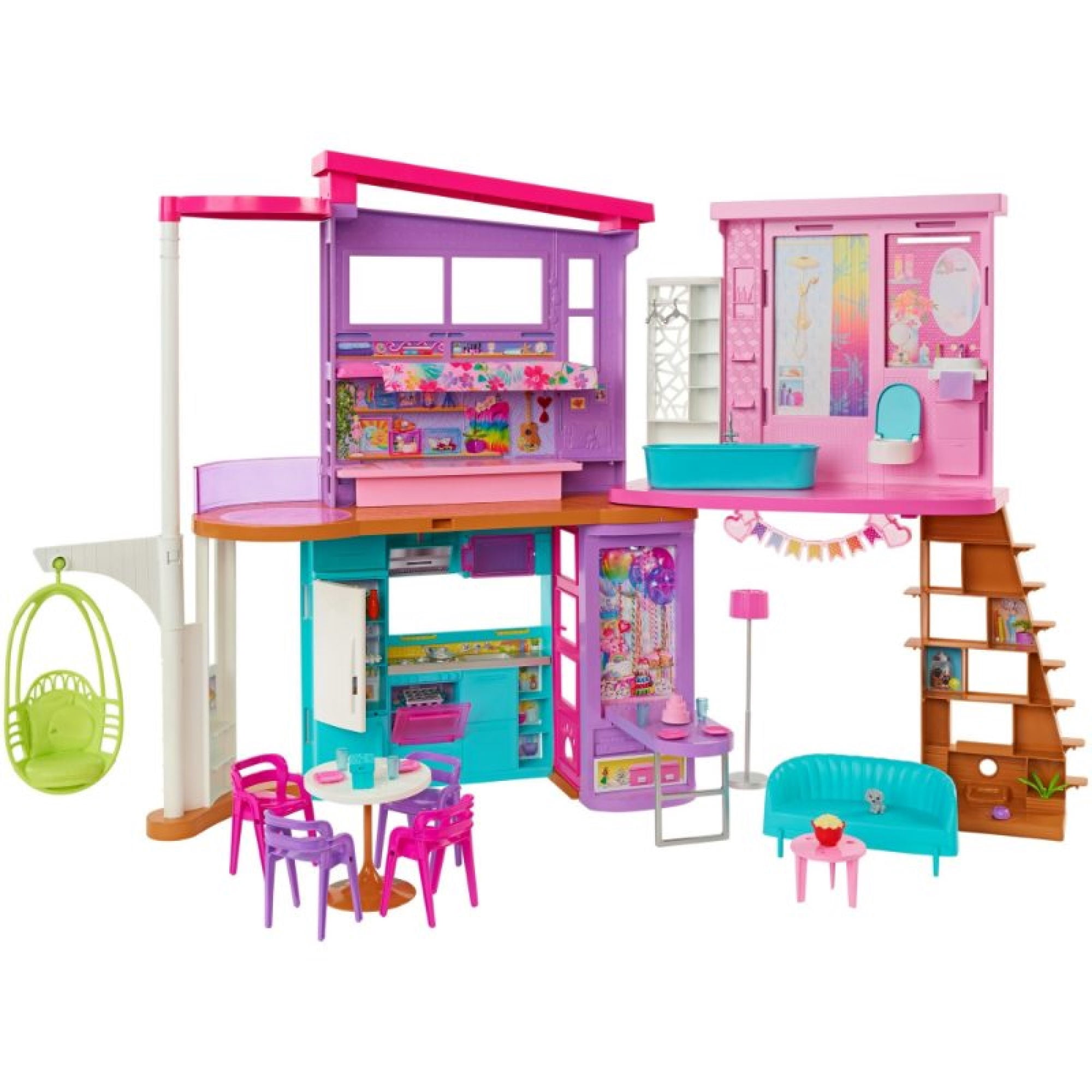 Casa de Munecas Malibu Con Accesorios 2 Pisos 3+ Anos