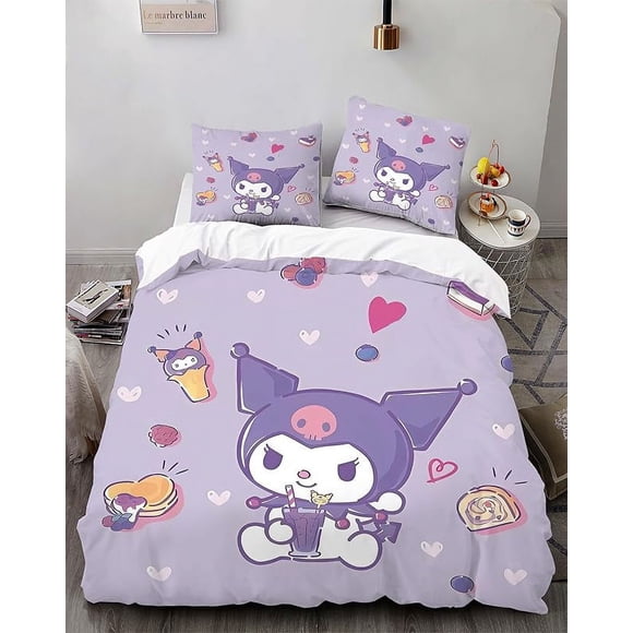 Cart-oon Bunny -3-Piece Be-d Set -Warm and- Comf-ortable -Kawaii- Beddi-ng Se-t Cute S-oft Mic-rofiber Bedclothe-s for Bo-ys Girls Ki-ds -King
