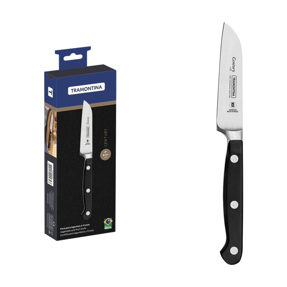 Cuchillo Para Legumbres Y Frutas Tramontina Century Con Lámina En Acero Inoxidable Y Mango En Policarbonato Y Fibra De Vidrio 3