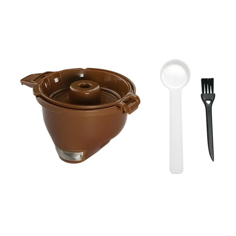 Magideal - Cesta De Filtro Para Preparar Café Molido De Una Sola Porción, Cesta Para Posos De Café, Reutilizable, Con Cepillo De Cuchara, Filtro De Café Para