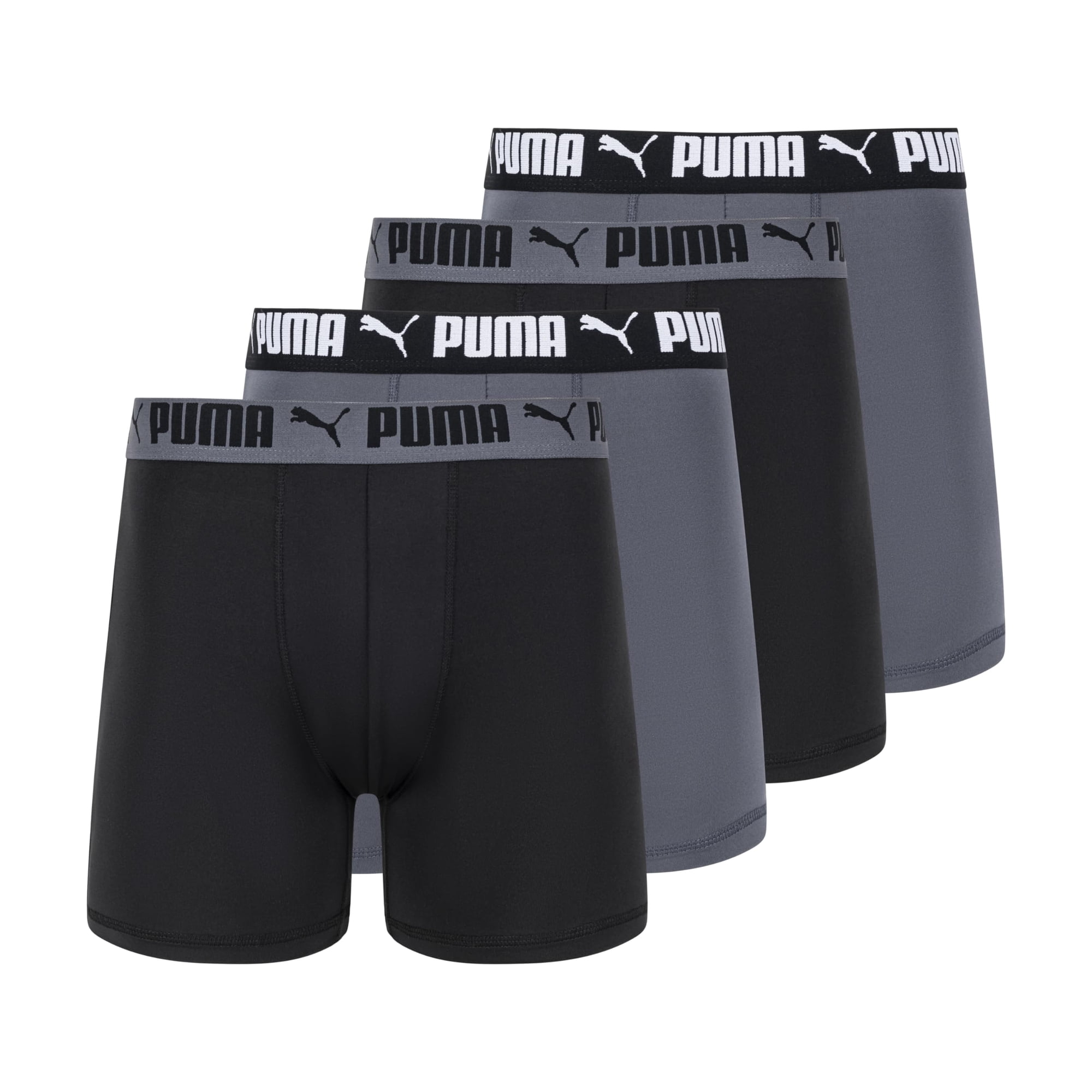 Calzoncillo Tipo Bóxer Puma Active Stretch Para Hombre, Paquete De 4, Color Negro Y Gris