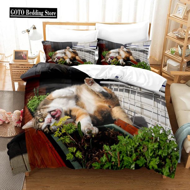 v482 Bed Sheets Dropshipping Bed Linens Sets Duvet Covet Pillowcases Bedroom Bed Cover Set - Pcs Ropa De Cama Pet Cat Cute Bed Set x 3-Piece Bedding Set (1 Duvet Cover + 2 Pillow Shams) Bed Sheets ju4