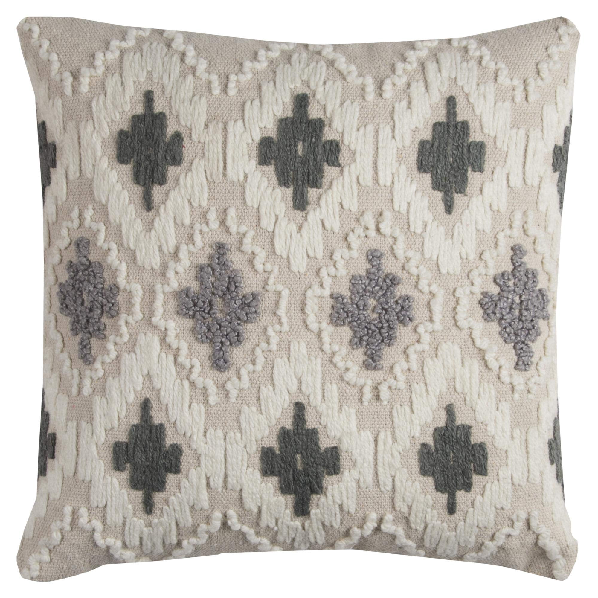 Funda De Almohada Rizzy Home T11511 Decorativa De 50 X 50 Cm, Color Natural/gris/blanco
