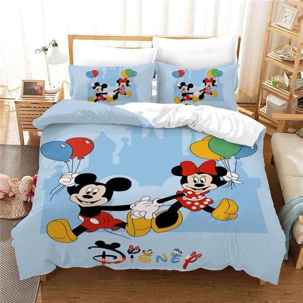 Cartoon Mickey Minnie Duvet Cover,Mickey Mouse Bedding Set Case Comforter Cover Bed Sheets