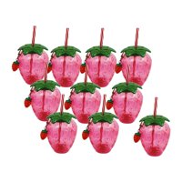 Bothyi - 10 Tazas Con Pajita Y Diseño De Fresa Para Niños, Para Cumpleaños En El Hogar Hawaiano, Llavero Rosa