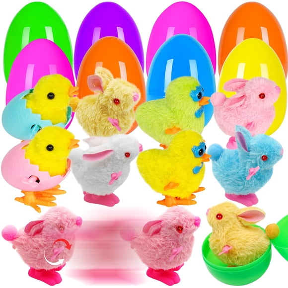 Huevos de Pascua jumbo de 8 piezas Sufuplay con juguetes de cuerda