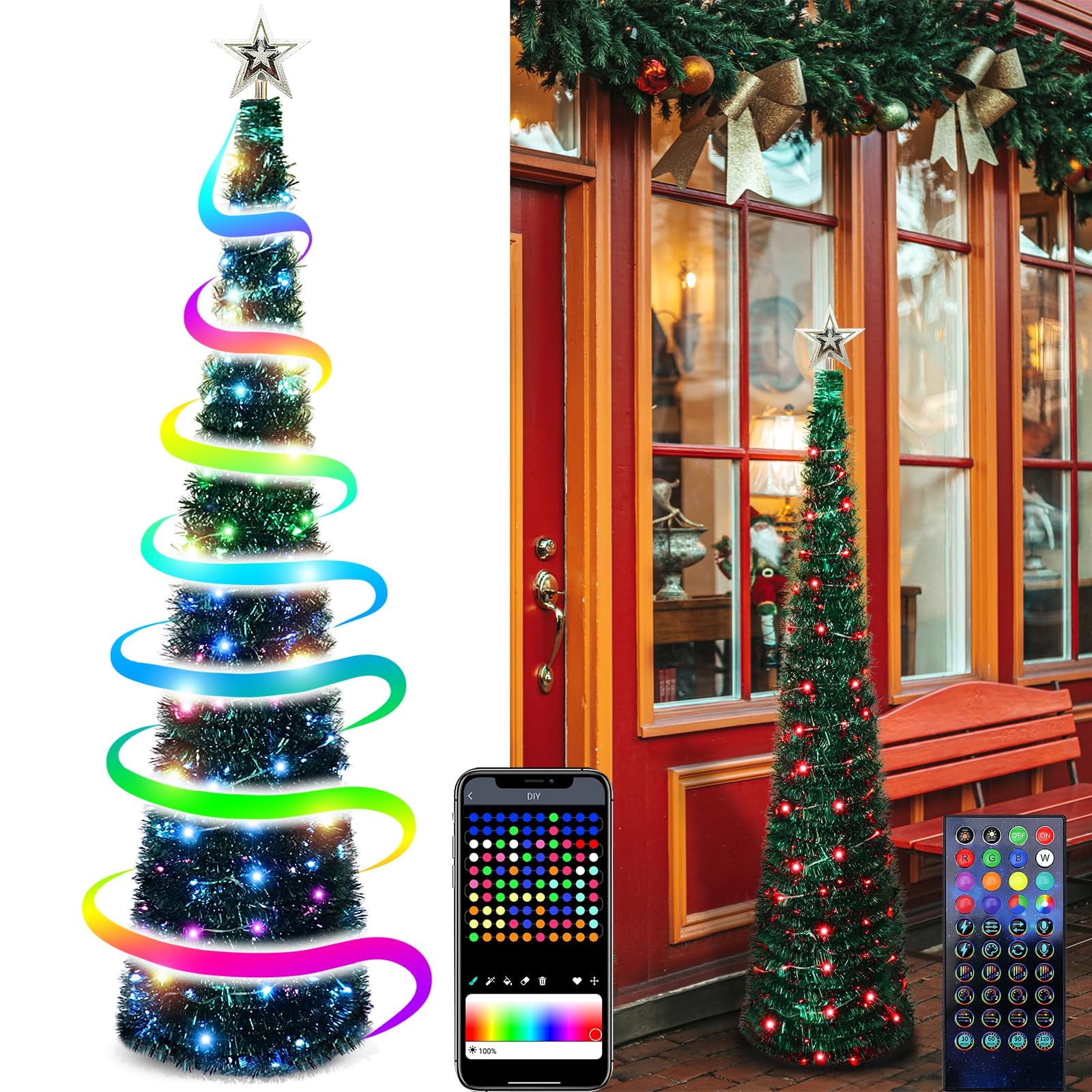 Fortuning's Jds - Árbol De Navidad Jds De Fortuning De 5 Pies Con Luces Led Y Control Remoto