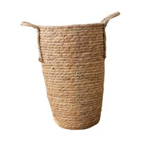 Magideal - Cesta De Jardinera Tejida A Mano, Maceta Para Plantas Y Flores, Forro De Pp Con Asas, Contenedor De Plantas Versátil De Estilo Rústico Decorativo Para Talla L
