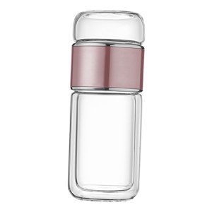 Magideal - Botella Infusor De Té De Vidrio De Alto Borosilicato, Taza De Viaje De 350Ml, Botella De Agua Del Té Portátil, Vaso De Té A Prueba De Fugas Para Oro Rosa